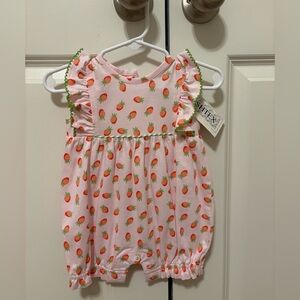 Ishtex Pink Strawberry Print Baby Romper